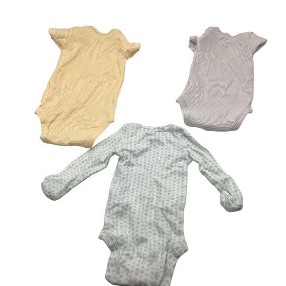 Carter's Newborn Baby Bodysuit Set Of 3 Multicolor Cotton Short & Long Sleeves - Picture 2 of 10